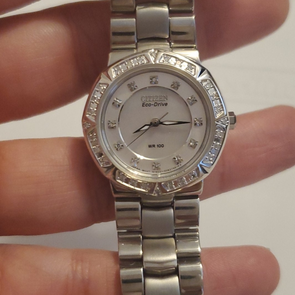 Ladies Diamond Eco Drive Watch NWOT